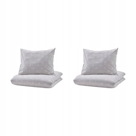 2-delige Dekbedovertrek & Kussensloop Set - Bloemig Grijs/Wit 150x200