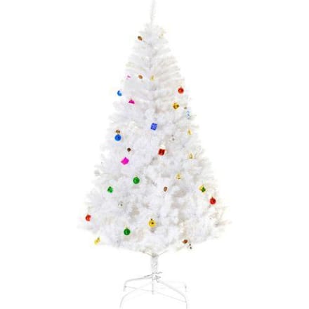 Sapin de Noël artificiel - MUVOE - 180 cm - Blanc enneigé - 930 pointes - Support et décorations inclus blanc