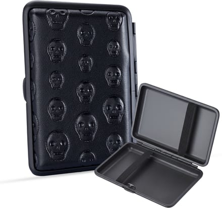 Sigarettendoosjes Zwart – 14 Sigaretten – Skull Design – PU Leder