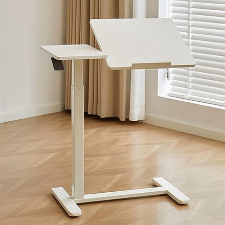 Verstelbaar Bureau - Zit-sta bureau - Ergonomisch werken - Kantelbaar tafelblad - 75-110 cm - Wit