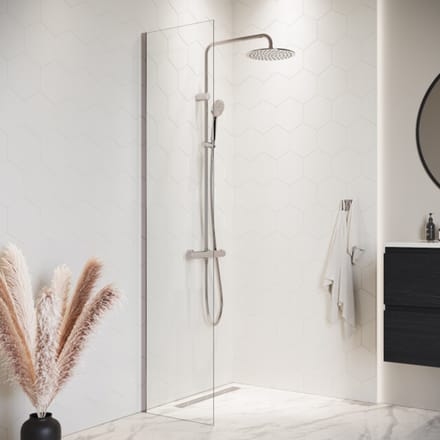 Badplaats Douchewand Florida 40 x 200 cm – Chroom – Inloopdouche 8 mm Veiligheidsglas
