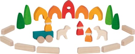 GOKI Bouwblokken - Mijn Klein Dorp - 25 Delen - Creatief Spelen - 3 Jaar