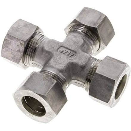22L RVS Kruissok Knelfitting 160 Bar DIN 2353 - FL4X-O-S-22-L