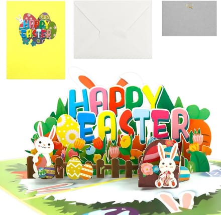 3D Paaskaart Pop-Up Groetkaart met Envelop - Luxe Paaswens