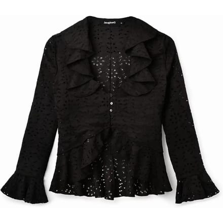Damesblouse met lange mouwen en ruches Desigual