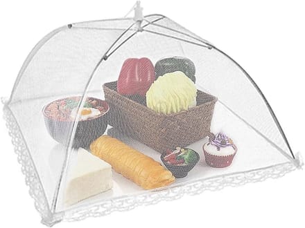 Voedselhoezen Set - Mesh Deksel - Buiten Eten - Pop-up Ontwerp - 4 Stuks 43cm - Wit