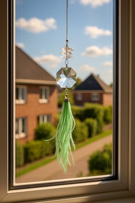 Raamhanger - Made with Crystals from Swarovski met groene veer