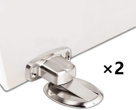 Magnetische metalen deurstoppers - met accessoires - 2-pack - zilver