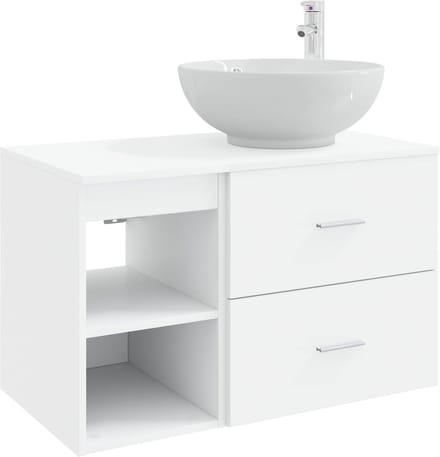 vidaXL - Badkamermeubel - Set - 2 - st - Wit - Bewerkt - hout