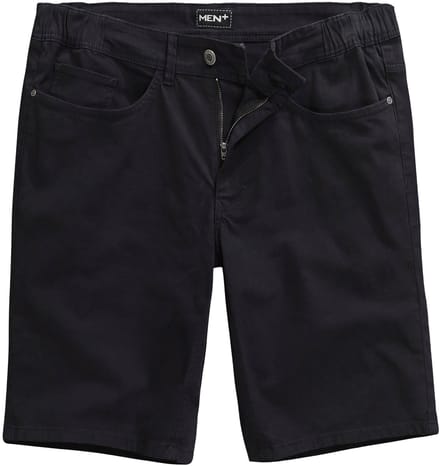 Men Plus - Heren - Jeans-bermuda gedeeltelijk elastische tailleband - Zwart - Maat 68