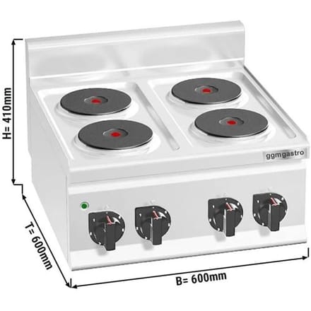 GGM Gastro Elektroherd - 8 kW - 4 Platten Rund Zilver