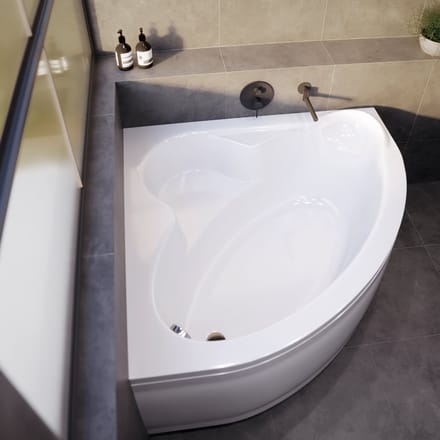 Badland MIA hoekbad 130 x 130 cm wit met styropor ombouw
