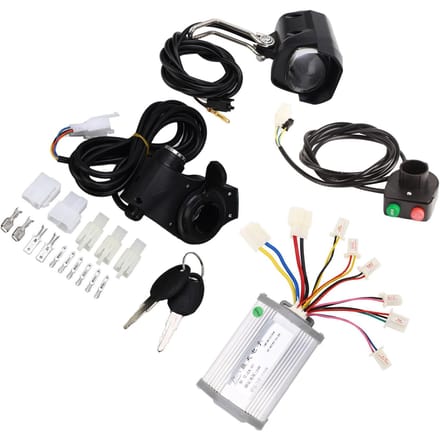 Elektrische Fiets Ombouwset 24V 1000W Geborstelde Controller Duimgashendel Schakelaar en Koplamp Kit black