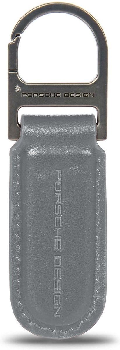 PORSCHE DESIGN Leren Sleutelhanger Keyring Oval Anthracite Grijs