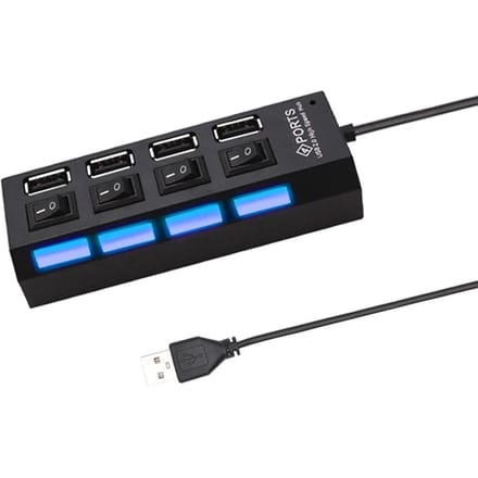 USB 2.0 Hub Multi USB Splitter Poorten Hub Gebruik Stroomadapter 4/ 7 Poort Meerdere Expander Hub met Schakelaar 30CM Kabel Voor Thuis black