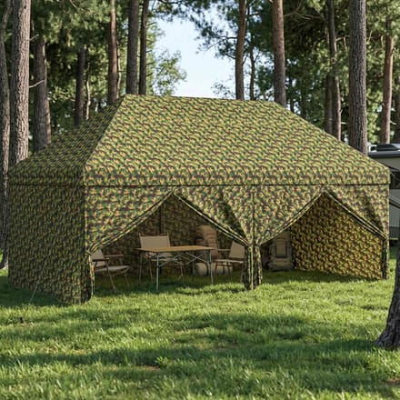 vidaXL - Luifel - Tent - met - 4 - Zijkanten - 2,9 - x - 5,8 - m - Leger - Camouflage