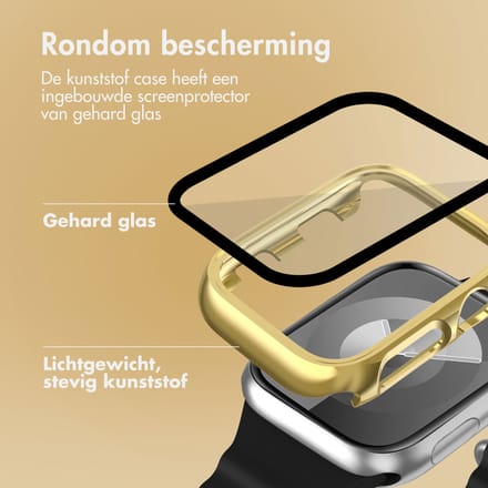 Hoesje Full Cover - Geschikt voor Apple Watch 1 / 2 / 3 - 38 mm - Screen protector - Case/Cover - Goud