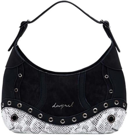 Desigual handtas schoudertas Haiti Snake Patch Hand Bag Black zwart