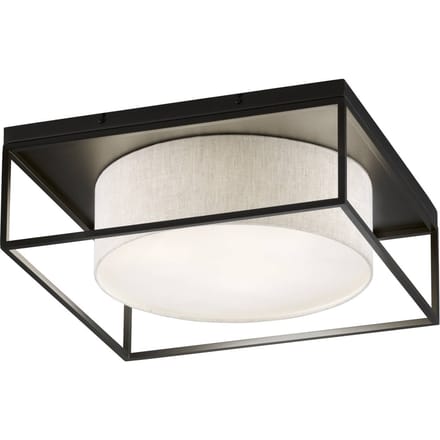 FISCHER & HONSEL Plafondlamp Carre 60x60cm stoffen kap wit