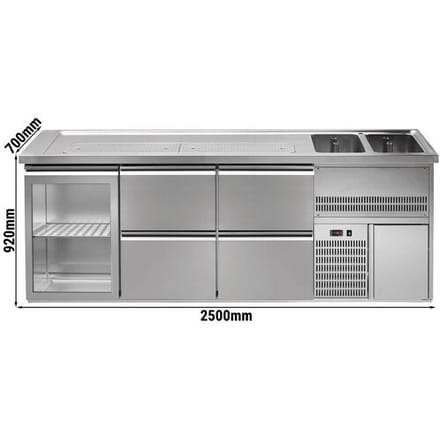 GGM Gastro Biertheke Premium PLUS - 2500x700mm - 1 Glastür & 4 Schubladen