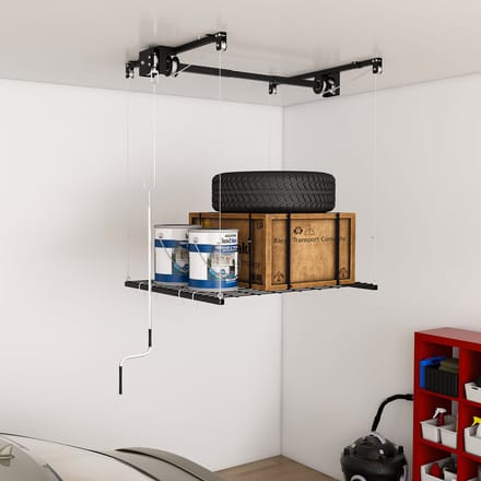 Plafond Opslagrek Garage Opslag Stalen Plafondrek Zwart Cranksysteem