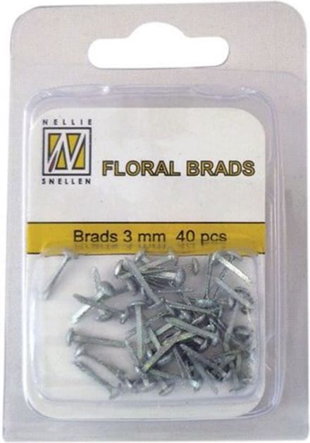 Nellie Snellen Floral Glitter Brads 3mm - 40stuks - Silver