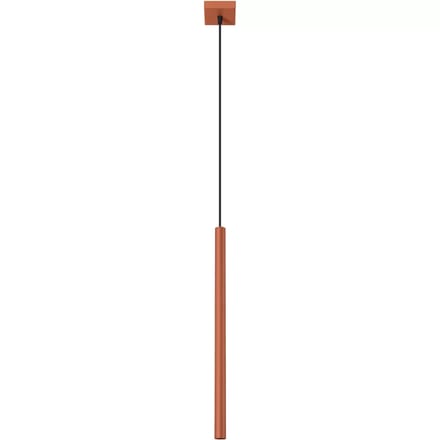 Hanglamp PASTELO 1 met slanke buisvormige kap - Sollux Lighting - IP20 - Okerrood staal behuizing - 8 x 8 x 114 cm - 1 x G9 LED, exclusief lichtbron - Max. 8 W - Moderne hanglamp voor woonkamer, eetkamer en keuken