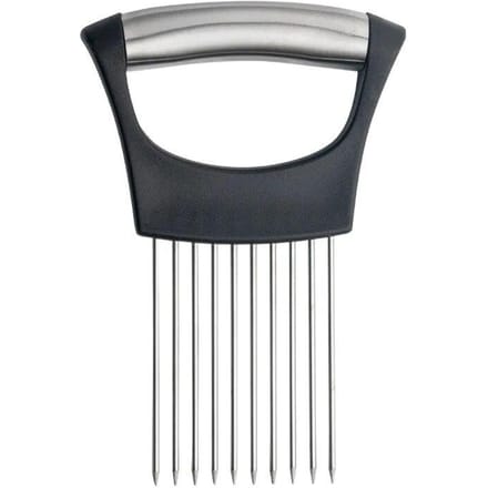 Support de coupe d'oignon en acier inoxydable, trancheur d'aliments, Assistant de coupe d'oignon de tomate, fourchette de coupe de légumes, Gadgets de cuisine noir