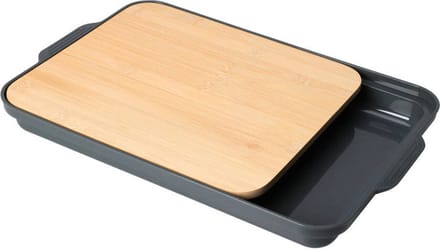 Bamboe snijplank met dienblad en opbergbak, 37 x 24 cm