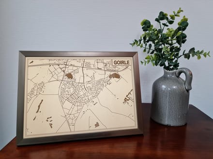 Decoratief Beeld - Houten Stadskaart Van Goirle - Hout - Bekroned - Bruin - 21 X 30 Cm