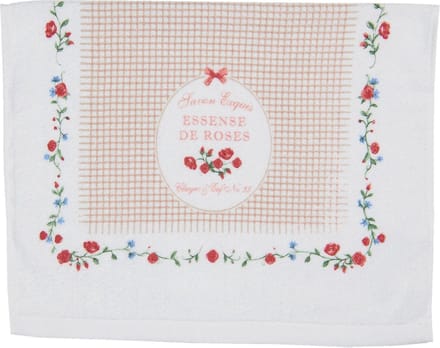 Clayre & Eef Gastendoekje 40x66 cm Wit Groen Katoen Rozen