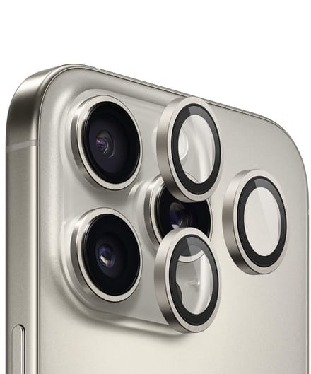 BLUEO Camera Lens Protector Geschikt voor iPhone 16 Pro & 16 Pro Max - RVS & Glas - Natural Titanium