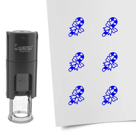 CombiCraft Stempel kerststok 10mm rond blauwe inkt - per 1 stuk