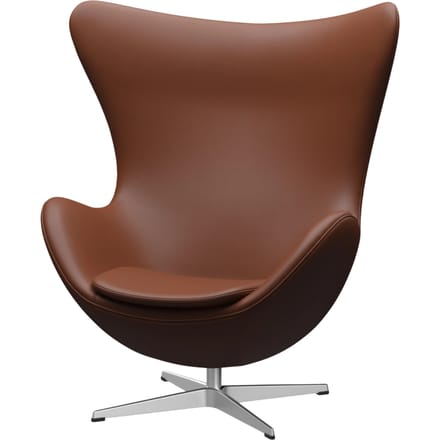 Fritz Hansen - Het ei - leer Aura cognac - aluminium - bruin