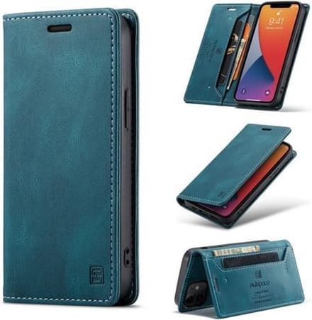 Luxe Flip Case met RFID Bescherming Kaarthouder en Magneetsluiting voor iPhone 13 / 14 _ Blauw