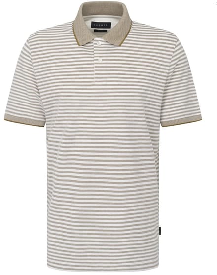 Bugatti Bugatti polo beige gestreept wijde fit katoen - Maat S