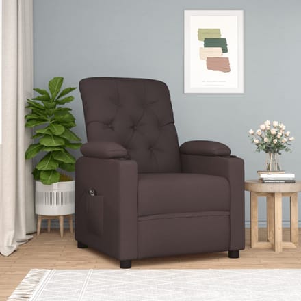 vidaXL Fauteuil verstelbaar elektrisch stof donkerbruin