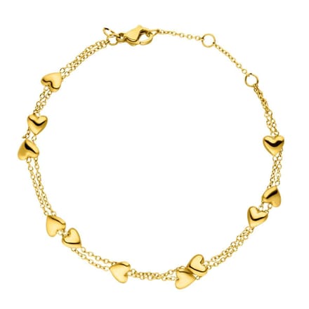 Victorious Dames Armband Goudkleurig – Goudkleurige Hartjes – 13.5 t/m 18cm