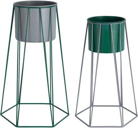 Present Time Bloempot Cool Retro - Groen - 34x30x56cm - Set van 2 - Modern