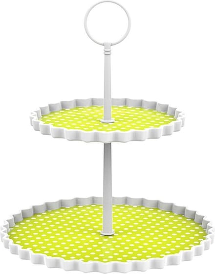 Zak!Designs Etagere Dotty - 2-laags - Ø 15 en 21 cm - Hoogte 23 cm - Groen