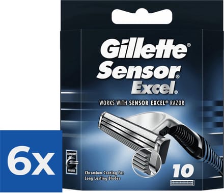 Gillette Sensor Excel - 10 stuks - Scheermesjes - Voordeelverpakking 6 stuks
