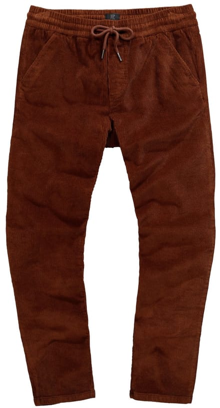 JP 1880 - Heren - Corduroy broek Modern Fit elastische band - Donkerkaramel - Maat L