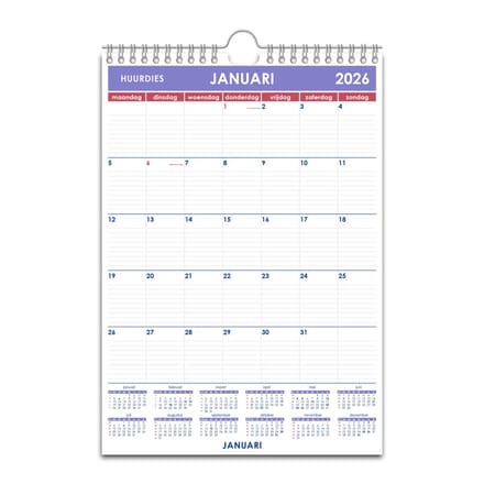 Huurdies® - Kalender 2026 - A3+ - Kartonnen achterkant