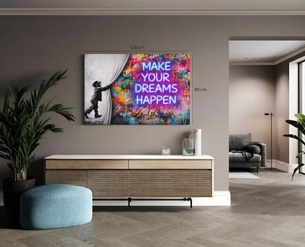 Canvas Schilderij - Graffiti - Gordijn - Street Art - 60x40x2 cm