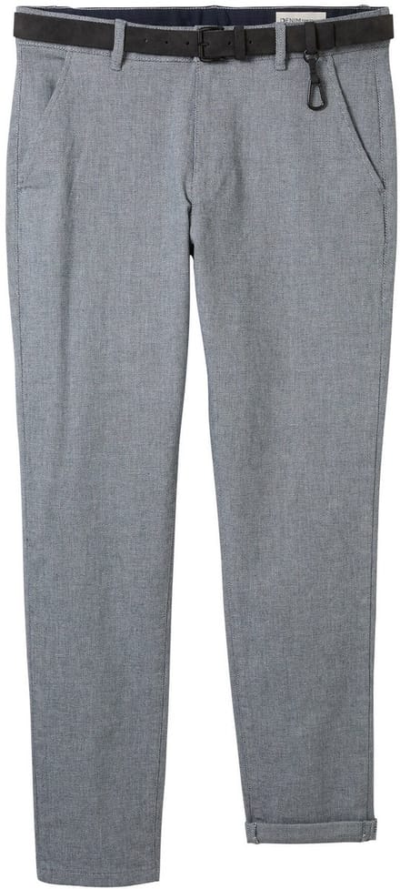Tom Tailor Denim - Chino met rechte pijpen en riem - Maat 30/32 - white navy dobby yarn dye