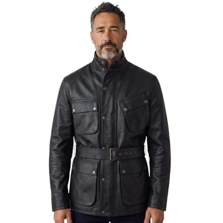 Heren Zwarte Lamsleer Safari Parka Jas - Dresden