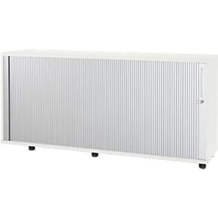 Schäfer Shop Select Dwarsrolluikkast, hout, 2 legplanken, B 1600 mm x D 421 x H 750 mm, wit, wit.