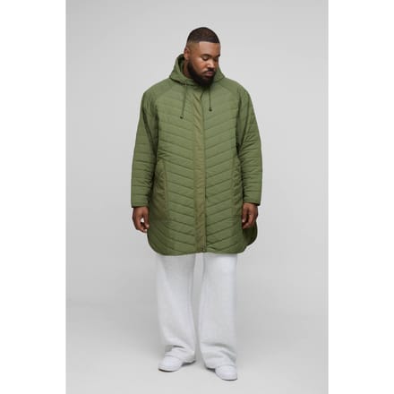 Plus Gewatteerde Popper Side Oversized Festival Mac | Khaki | Size 2XL
