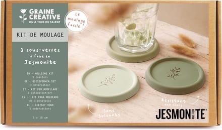 Graine Creative DIY knutselset Jesmonite onderzetters bladeren motief.