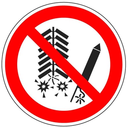 Verboden voor vuurwerk sticker - ISO 7010 - P040 100 mm